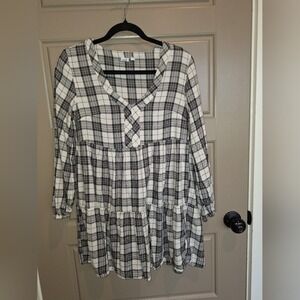 Gap Black and‎ White Plaid Babydoll Dress